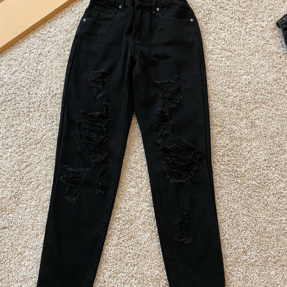 pretty little thing ripped black jeans